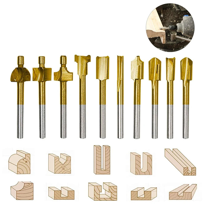 End Mill Set - لقمة راوتر للنجارة من HSS، قاطع
