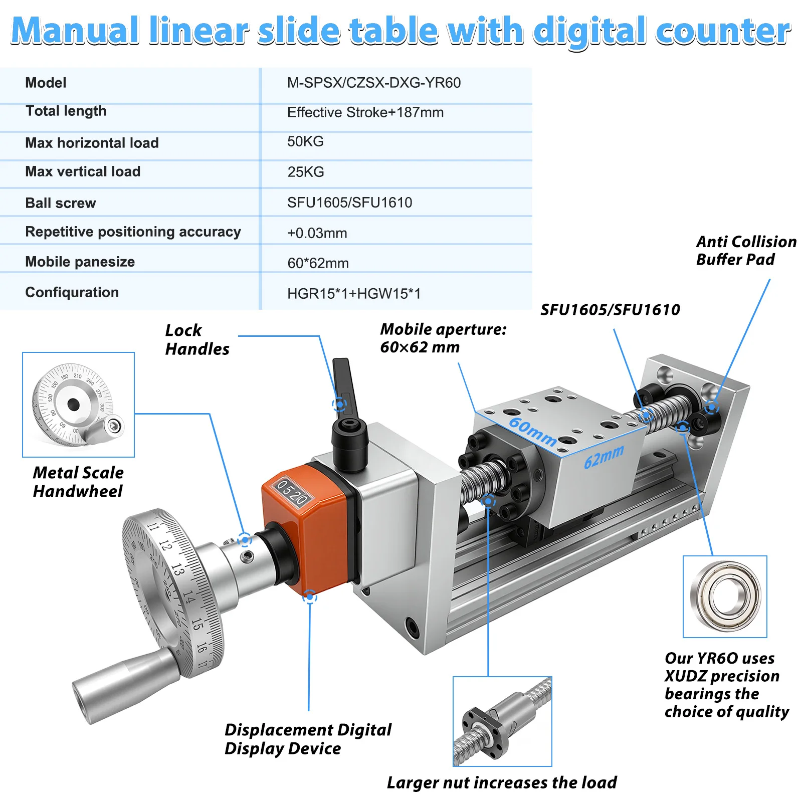 طاولة انزلاقية خطية يدوية بحمو - مراجعة Linear Rail وسعره