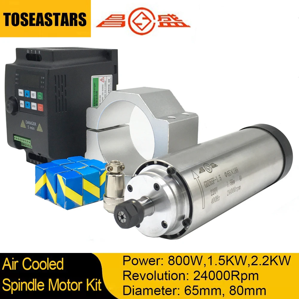 محرك مغزل CNC مبرد بالهواء بقو - مراجعة Water Cooled Spindle وسعره